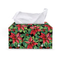 Watercolor Poinsettia Pattern Print Leather Tissue Box Cover