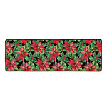 Watercolor Poinsettia Pattern Print Long Kitchen Mat