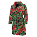 Watercolor Poinsettia Pattern Print Men's Bathrobe