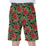 Watercolor Poinsettia Pattern Print Men's Beach Shorts