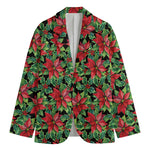 Watercolor Poinsettia Pattern Print Men's Blazer