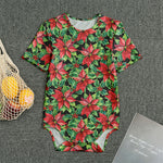 Watercolor Poinsettia Pattern Print Men's Bodysuit