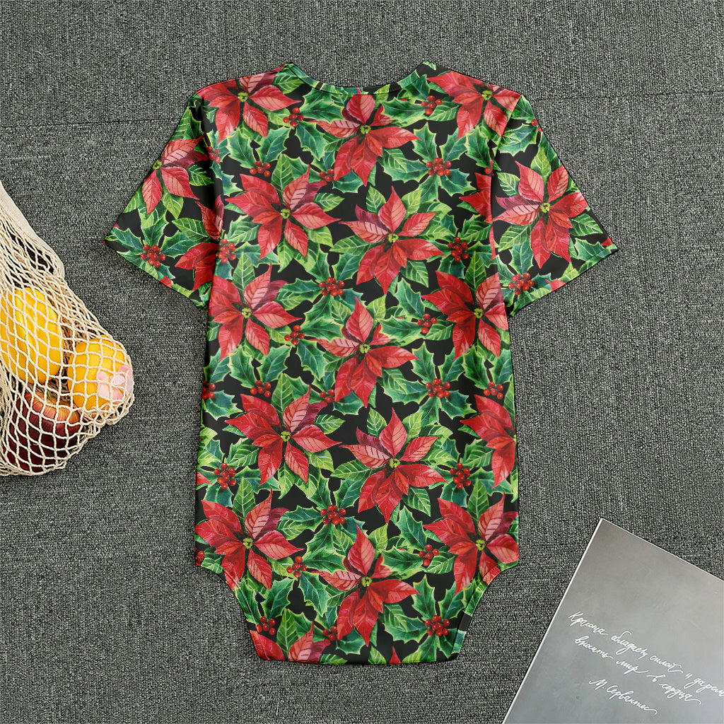 Watercolor Poinsettia Pattern Print Men's Bodysuit