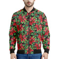 Watercolor Poinsettia Pattern Print Men's Bomber Jacket