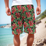 Watercolor Poinsettia Pattern Print Men's Cargo Shorts