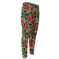 Watercolor Poinsettia Pattern Print Men's Compression Pants