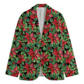 Watercolor Poinsettia Pattern Print Men's Cotton Blazer