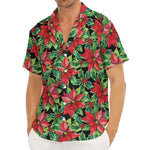 Watercolor Poinsettia Pattern Print Men's Deep V-Neck Shirt