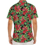 Watercolor Poinsettia Pattern Print Men's Deep V-Neck Shirt