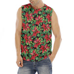 Watercolor Poinsettia Pattern Print Men's Fitness Tank Top