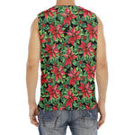 Watercolor Poinsettia Pattern Print Men's Fitness Tank Top