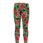 Watercolor Poinsettia Pattern Print Men's leggings