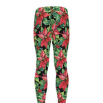 Watercolor Poinsettia Pattern Print Men's leggings