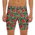 Watercolor Poinsettia Pattern Print Men's Long Boxer Briefs