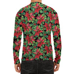 Watercolor Poinsettia Pattern Print Men's Long Sleeve Rash Guard