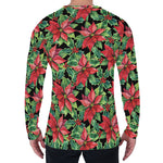 Watercolor Poinsettia Pattern Print Men's Long Sleeve T-Shirt