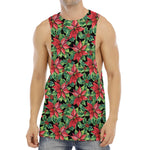 Watercolor Poinsettia Pattern Print Men's Muscle Tank Top
