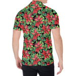 Watercolor Poinsettia Pattern Print Men's Shirt