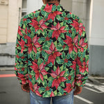 Watercolor Poinsettia Pattern Print Men's Shirt Jacket