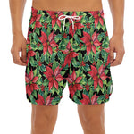 Watercolor Poinsettia Pattern Print Men's Split Running Shorts
