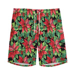 Watercolor Poinsettia Pattern Print Men's Sports Shorts