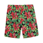 Watercolor Poinsettia Pattern Print Men's Sports Shorts