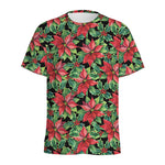 Watercolor Poinsettia Pattern Print Men's Sports T-Shirt