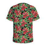 Watercolor Poinsettia Pattern Print Men's Sports T-Shirt