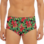 Watercolor Poinsettia Pattern Print Men's Triangle Swim Briefs