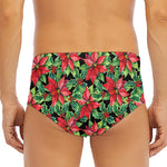 Watercolor Poinsettia Pattern Print Men's Triangle Swim Briefs