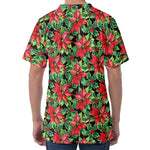 Watercolor Poinsettia Pattern Print Men's Velvet T-Shirt