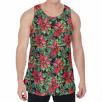 Watercolor Poinsettia Pattern Print Men's Velvet Tank Top