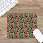 Watercolor Poinsettia Pattern Print Mouse Pad