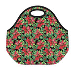 Watercolor Poinsettia Pattern Print Neoprene Lunch Bag