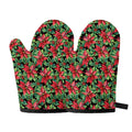 Watercolor Poinsettia Pattern Print Oven Mitts