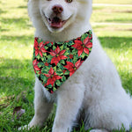 Watercolor Poinsettia Pattern Print Over The Collar Dog Bandana