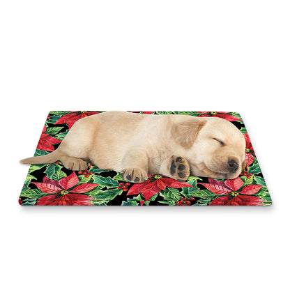 Watercolor Poinsettia Pattern Print Pet Cooling Mat Cover