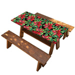 Watercolor Poinsettia Pattern Print Picnic Table Cover