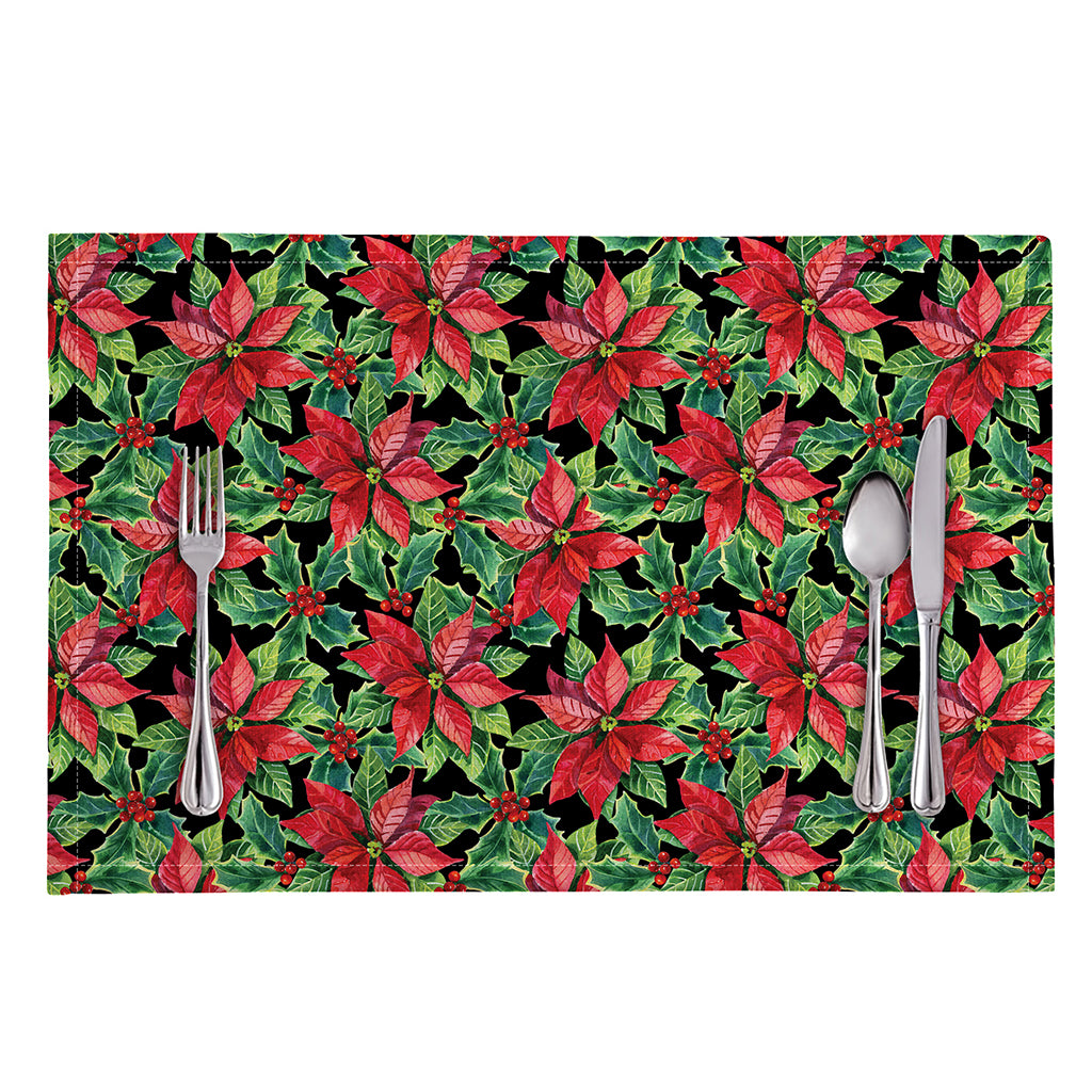 Watercolor Poinsettia Pattern Print Placemat