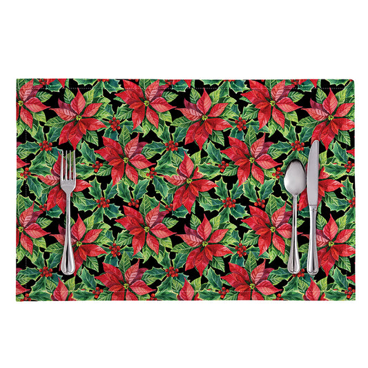 Watercolor Poinsettia Pattern Print Placemat