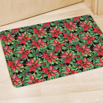 Watercolor Poinsettia Pattern Print Polyester Doormat