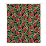 Watercolor Poinsettia Pattern Print Polyester Shower Curtain