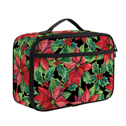 Watercolor Poinsettia Pattern Print Portable Lunch Bag