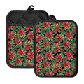 Watercolor Poinsettia Pattern Print Pot Holders With Pocket