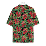 Watercolor Poinsettia Pattern Print Rayon Hawaiian Shirt