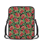 Watercolor Poinsettia Pattern Print Rectangular Crossbody Bag