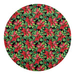 Watercolor Poinsettia Pattern Print Round Blanket