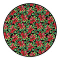 Watercolor Poinsettia Pattern Print Round Floor Mat