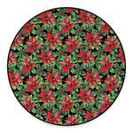 Watercolor Poinsettia Pattern Print Round Floor Mat