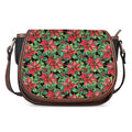 Watercolor Poinsettia Pattern Print Saddle Bag